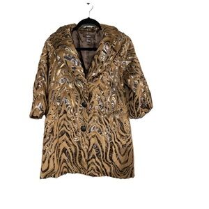 Luii faux fur and faux leather silver and gold inlay jacket. Size Medium